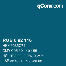 カラーコード: RGB 6 92 116 | qconv.com