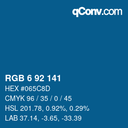カラーコード: RGB 6 92 141 | qconv.com