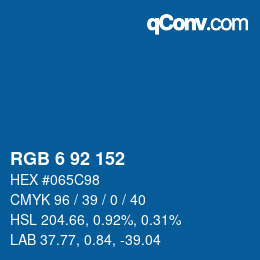 颜色代码: RGB 6 92 152 | qconv.com