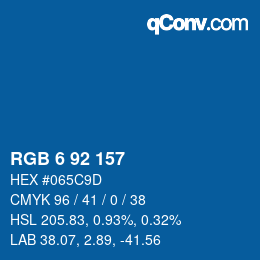颜色代码: RGB 6 92 157 | qconv.com
