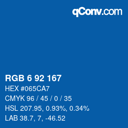カラーコード: RGB 6 92 167 | qconv.com