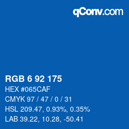 カラーコード: RGB 6 92 175 | qconv.com