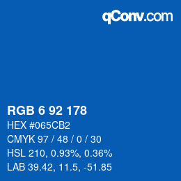 颜色代码: RGB 6 92 178 | qconv.com