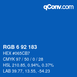 颜色代码: RGB 6 92 183 | qconv.com