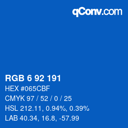 カラーコード: RGB 6 92 191 | qconv.com