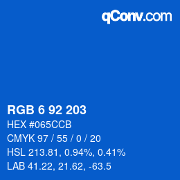 カラーコード: RGB 6 92 203 | qconv.com