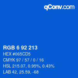 カラーコード: RGB 6 92 213 | qconv.com