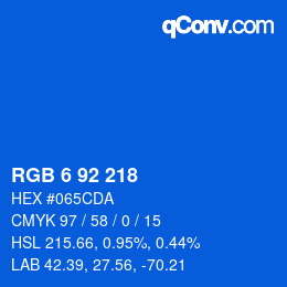 カラーコード: RGB 6 92 218 | qconv.com