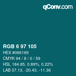 Color code: RGB 6 97 105 | qconv.com