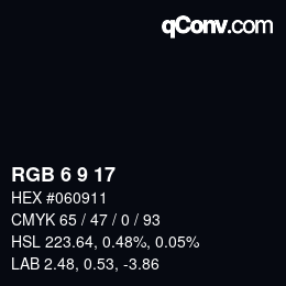 Color code: RGB 6 9 17 | qconv.com