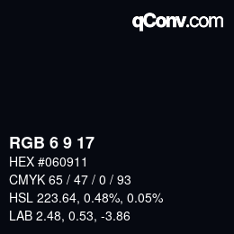 Color code: RGB 6 9 17 | qconv.com