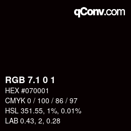 カラーコード: RGB 7.1 0 1 | qconv.com