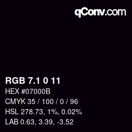 カラーコード: RGB 7.1 0 11 | qconv.com