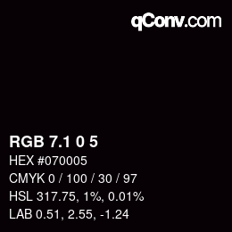 カラーコード: RGB 7.1 0 5 | qconv.com