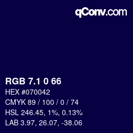 カラーコード: RGB 7.1 0 66 | qconv.com