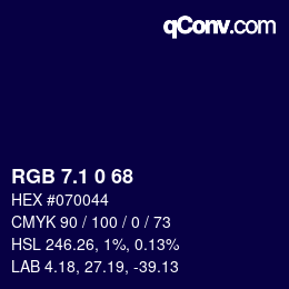 カラーコード: RGB 7.1 0 68 | qconv.com