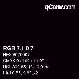 カラーコード: RGB 7.1 0 7 | qconv.com