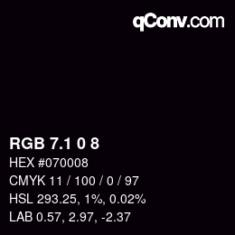 カラーコード: RGB 7.1 0 8 | qconv.com
