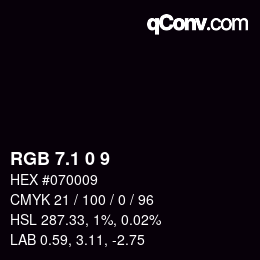 カラーコード: RGB 7.1 0 9 | qconv.com