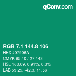 カラーコード: RGB 7.1 144.8 106 | qconv.com