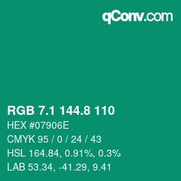 カラーコード: RGB 7.1 144.8 110 | qconv.com