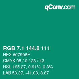 カラーコード: RGB 7.1 144.8 111 | qconv.com