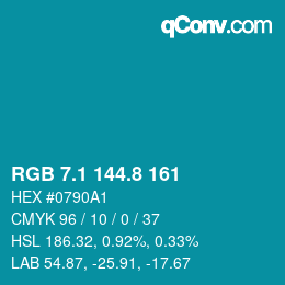 Color code: RGB 7.1 144.8 161 | qconv.com