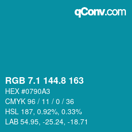 カラーコード: RGB 7.1 144.8 163 | qconv.com