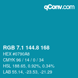 カラーコード: RGB 7.1 144.8 168 | qconv.com