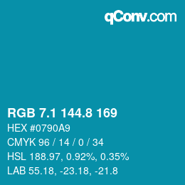 カラーコード: RGB 7.1 144.8 169 | qconv.com