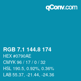 Color code: RGB 7.1 144.8 174 | qconv.com