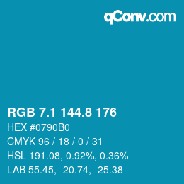 Color code: RGB 7.1 144.8 176 | qconv.com