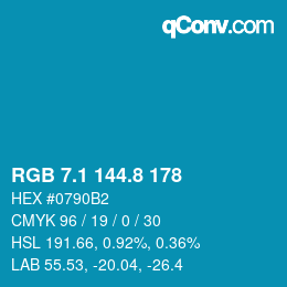 カラーコード: RGB 7.1 144.8 178 | qconv.com