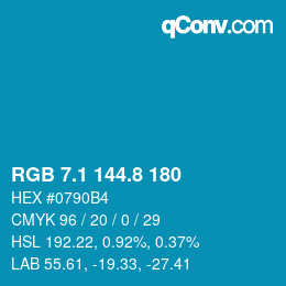 カラーコード: RGB 7.1 144.8 180 | qconv.com