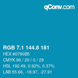 カラーコード: RGB 7.1 144.8 181 | qconv.com