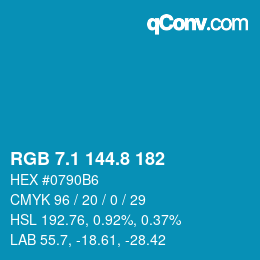 カラーコード: RGB 7.1 144.8 182 | qconv.com