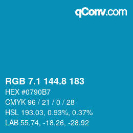 カラーコード: RGB 7.1 144.8 183 | qconv.com