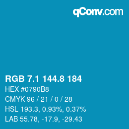 Color code: RGB 7.1 144.8 184 | qconv.com