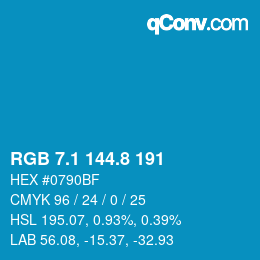カラーコード: RGB 7.1 144.8 191 | qconv.com