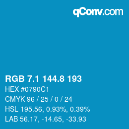 Color code: RGB 7.1 144.8 193 | qconv.com
