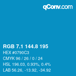 Color code: RGB 7.1 144.8 195 | qconv.com