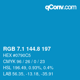 カラーコード: RGB 7.1 144.8 197 | qconv.com