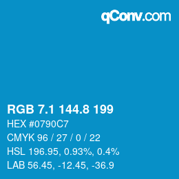カラーコード: RGB 7.1 144.8 199 | qconv.com