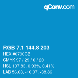 カラーコード: RGB 7.1 144.8 203 | qconv.com