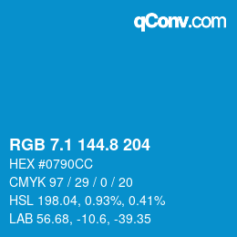 Color code: RGB 7.1 144.8 204 | qconv.com