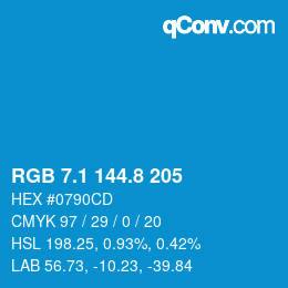 カラーコード: RGB 7.1 144.8 205 | qconv.com