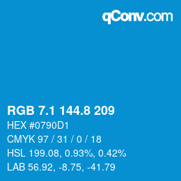 Color code: RGB 7.1 144.8 209 | qconv.com