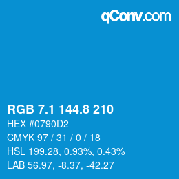 カラーコード: RGB 7.1 144.8 210 | qconv.com