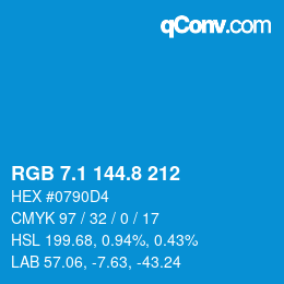 Color code: RGB 7.1 144.8 212 | qconv.com
