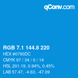 カラーコード: RGB 7.1 144.8 220 | qconv.com